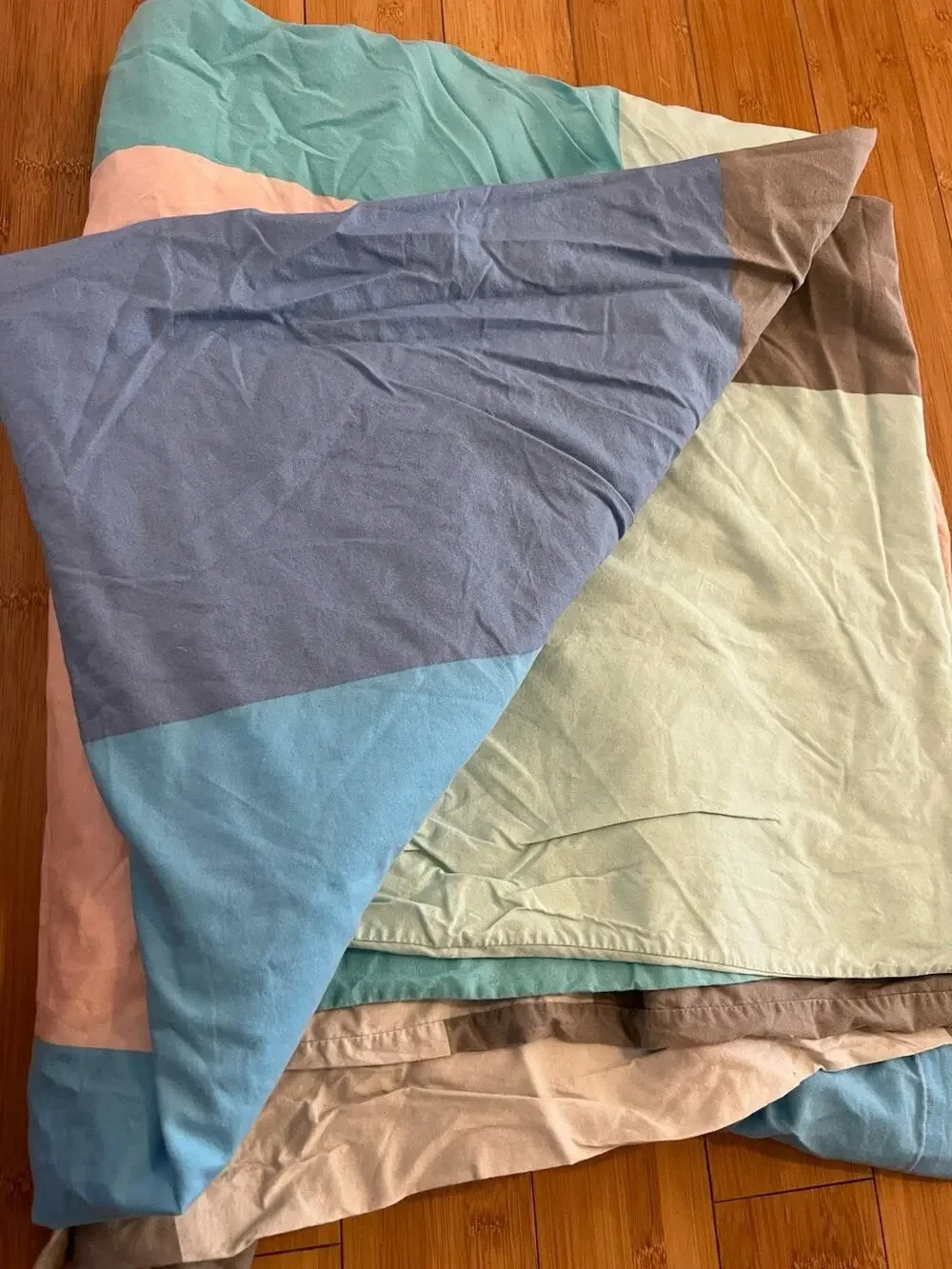 Ikea BRUNKRISSLA Oversized Queen Duvet Cover Cotton Checked Color Block